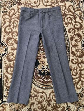 Wrangler Gray Pleated Western Polyester Dress Pants Retro Trousers Slacks Cowboy